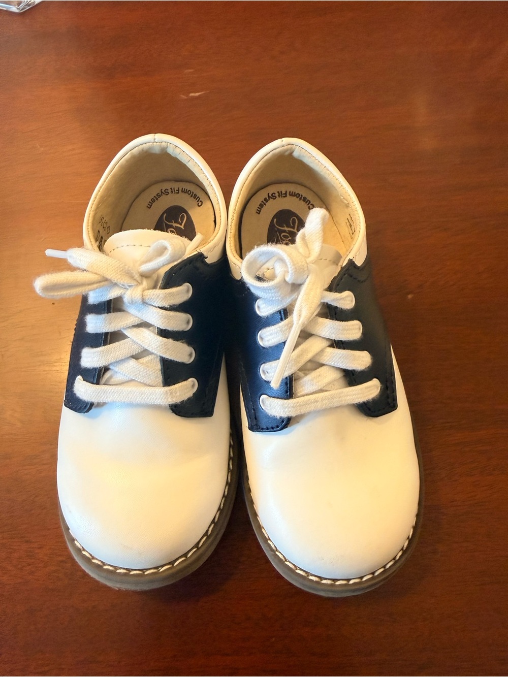 FootMates White and Navy Two-Tone Kids Dress Shoes
